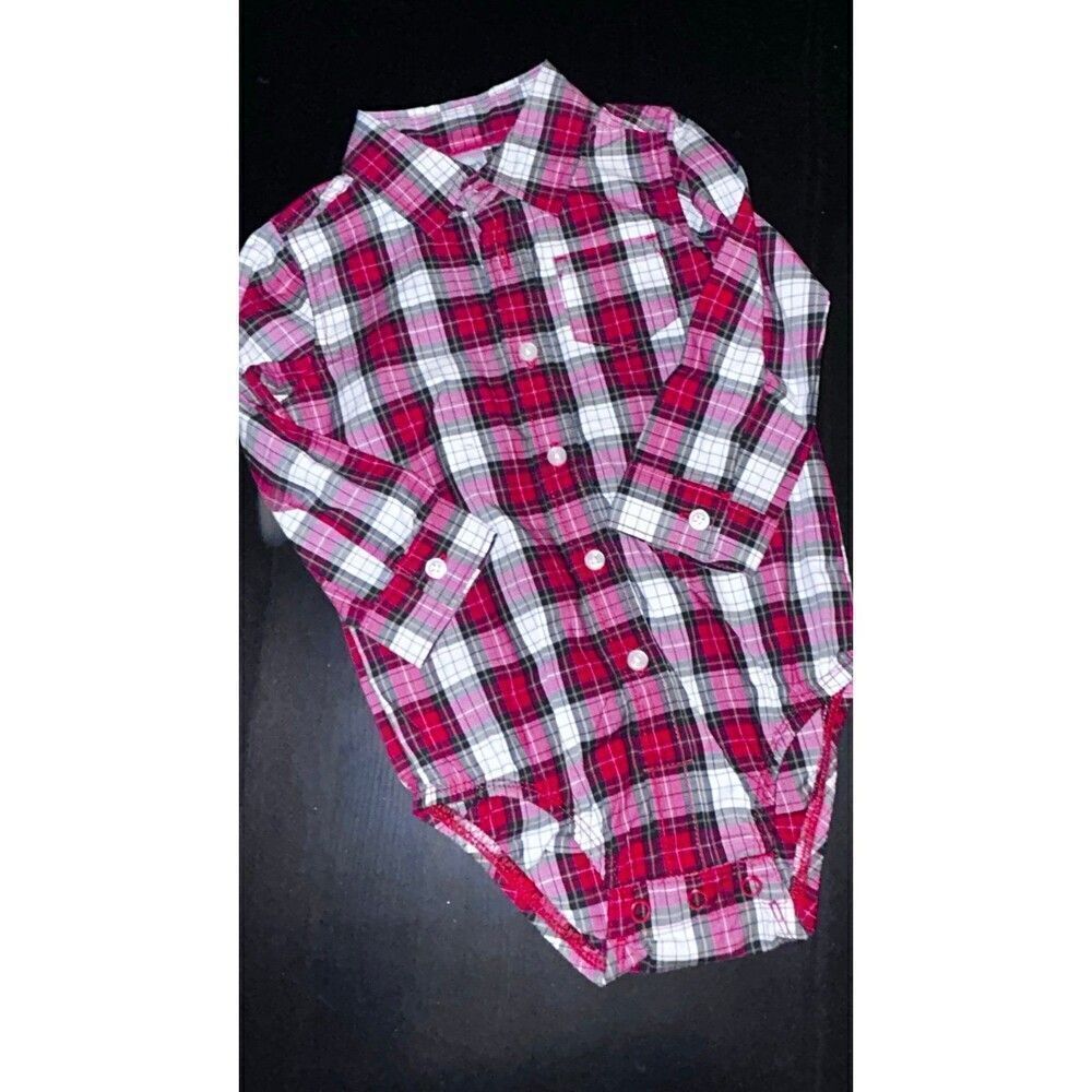 Carters long sleeve red plaid boys 18month bodysuits